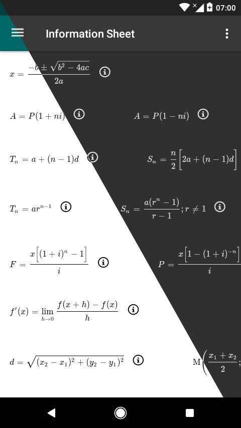 FET Mathematics Information Sheet Day Night